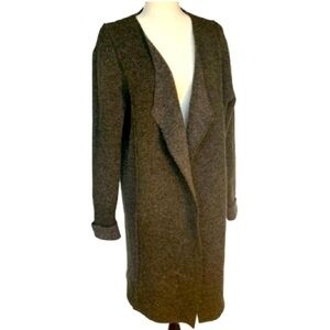 Tahari Coatigan 3/4 Cardigan Long Sweater Duster Tailored Seams 2 Pocket Olive M